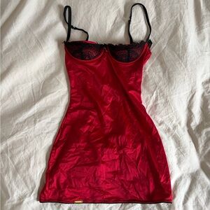 Red Lace Open Back Dress